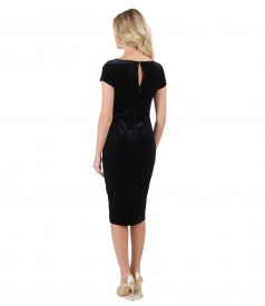Black elastic velvet short evening dress