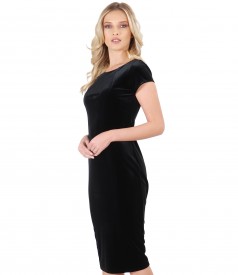 Black elastic velvet short evening dress