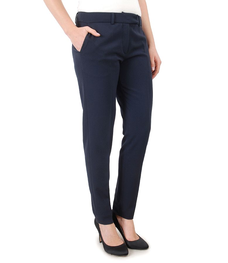 Elastic fabric pants dark blue - YOKKO