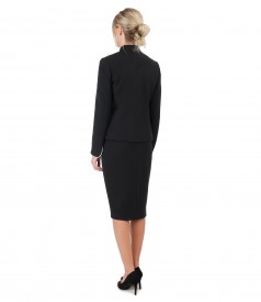 Office women suit with jacket and textured fabric skirt