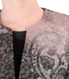 Elegant jacket made of elastic brocade with gold metallic thread and buttton