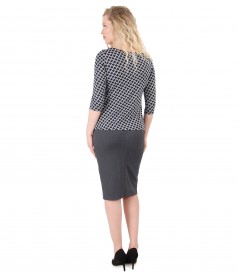 Jersey blouse with stripes print and tapered skirt