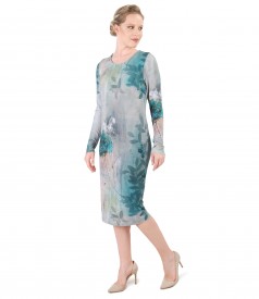 Elegant dress made of printed jersey with floral motifs