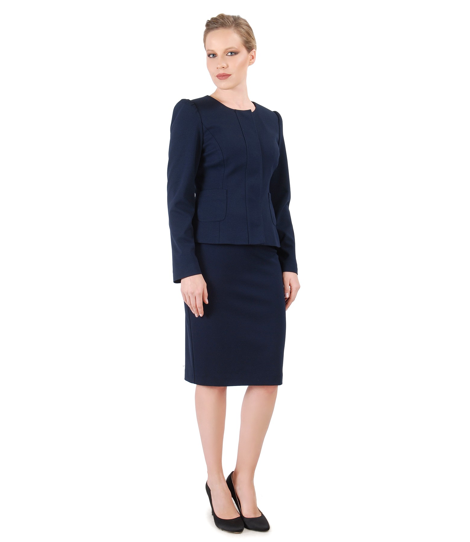 Office women suit with jacket and elastic jersey skirt - YOKKO