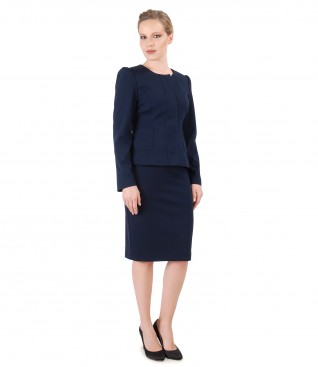 Office women suit with jacket and elastic jersey skirt