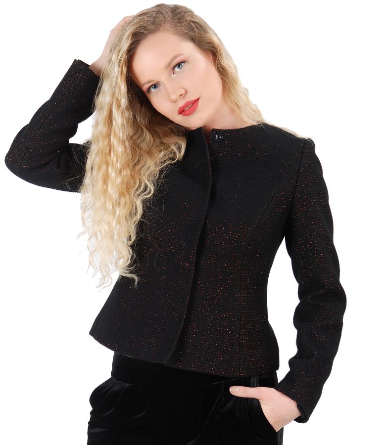 Wool jacket with copper thread