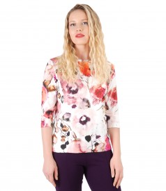 Jersey blouse with floral print