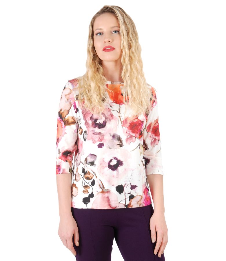 Jersey blouse with floral print