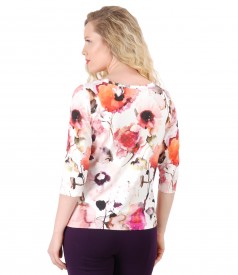 Jersey blouse with floral print