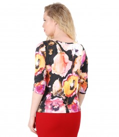 Jersey blouse with floral print