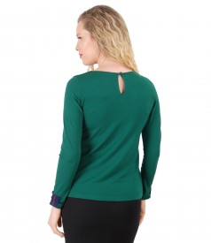 Elegant elastic jersey blouse with long sleeves