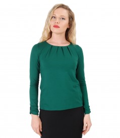 Elegant elastic jersey blouse with long sleeves