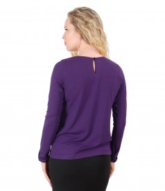 Elegant elastic jersey blouse with long sleeves