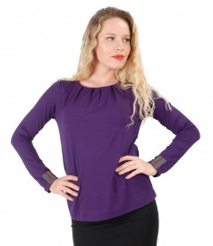 Elegant elastic jersey blouse with long sleeves