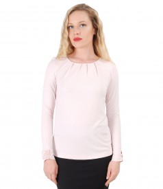 Elegant elastic jersey blouse with long sleeves