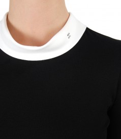 Elastic jersey blouse with 3/4 sleeves