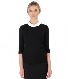 Elastic jersey blouse with 3/4 sleeves
