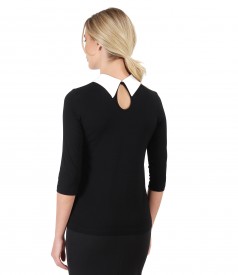 Elastic jersey blouse with 3/4 sleeves