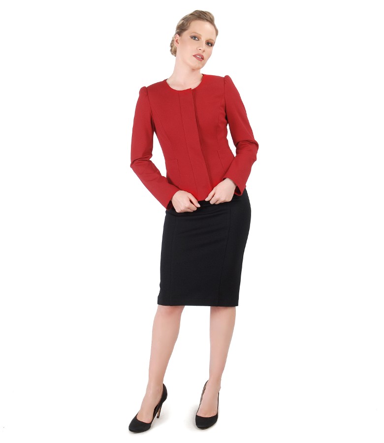 Office women suit with jacket and elastic jersey skirt
