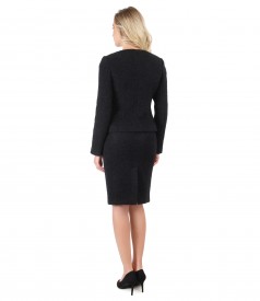 Office women suit with jacket and skirt made of alpaca and wool loops