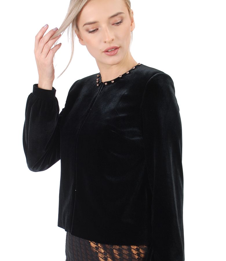 Jacket made of black elastic velvet