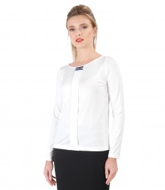 Blouse with long sleeve and rips band on decolletage