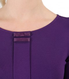 Blouse with long sleeve and rips band on decolletage