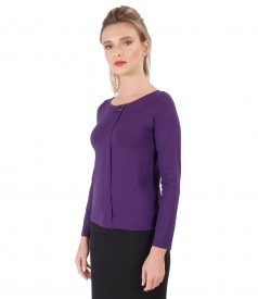 Blouse with long sleeve and rips band on decolletage