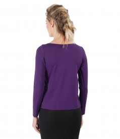 Blouse with long sleeve and rips band on decolletage