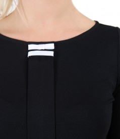 Blouse with long sleeve and rips band on decolletage