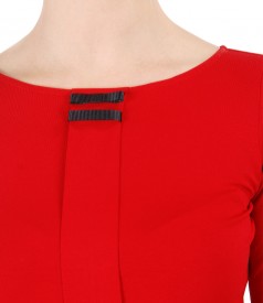 Blouse with long sleeve and rips band on decolletage