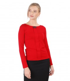 Blouse with long sleeve and rips band on decolletage