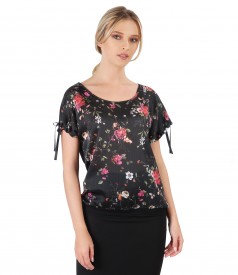 Veil blouse with floral print