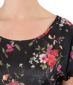 Veil blouse with floral print