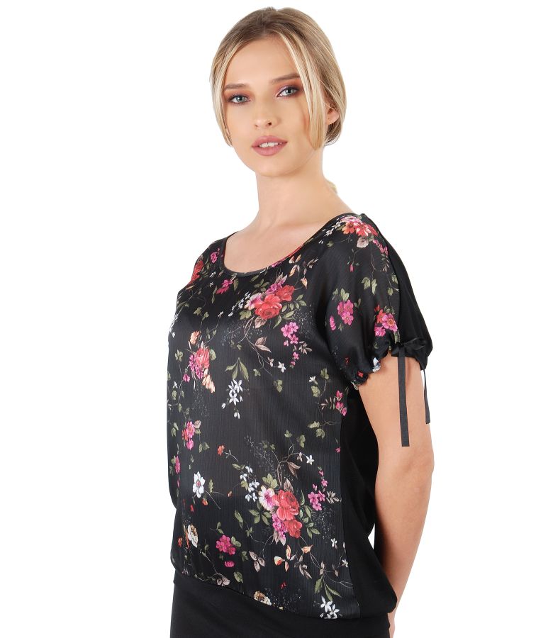 Veil blouse with floral print