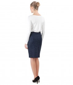 Blouse with long sleeves and tapered skirt made of loops with effect thread