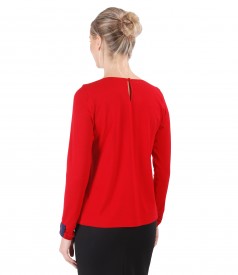 Elegant elastic jersey blouse with long sleeves