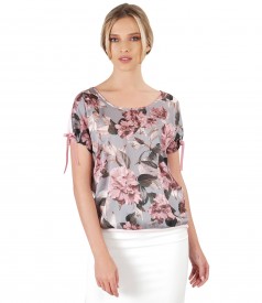 Veil blouse with floral print