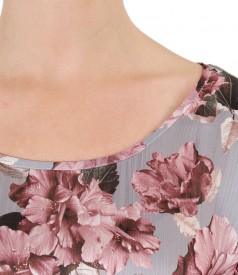 Veil blouse with floral print