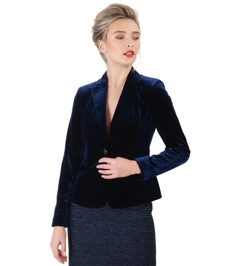 Elegant black stretch velvet jacket