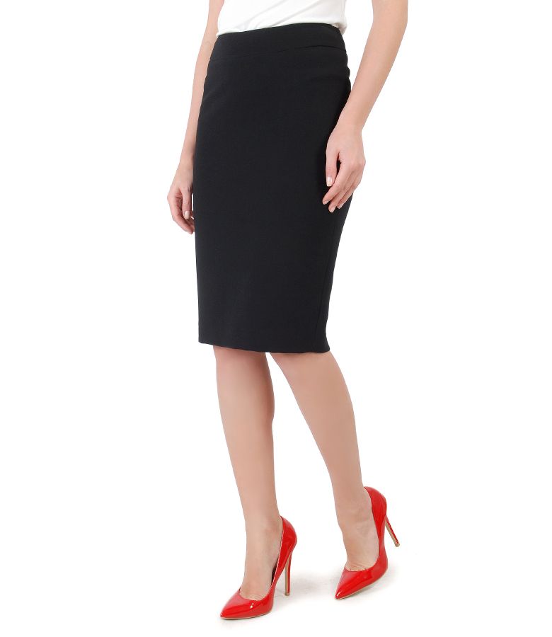 Office skirt made of elastic fabric black - YOKKO