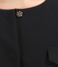 Black office jacket made of elastic fabric with lapels and pockets