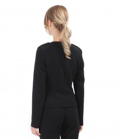 Black office jacket made of elastic fabric with lapels and pockets