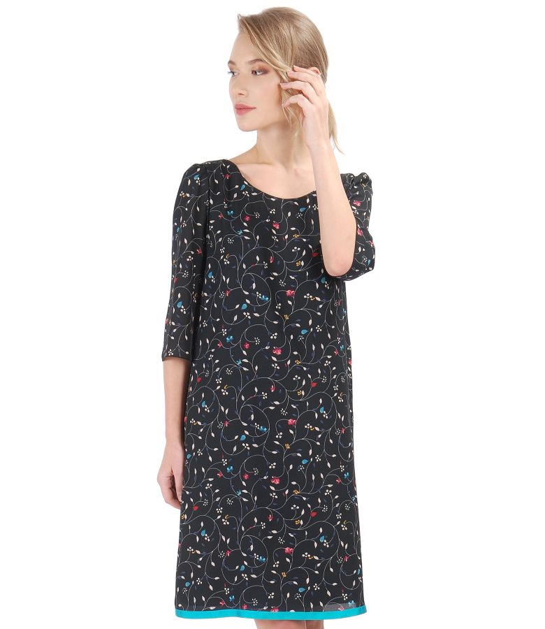 Veil dress with floral print