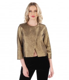 Elegant jacket made of elastic cotton with metallic applications