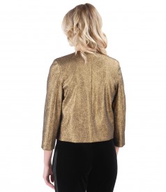 Elegant jacket made of elastic cotton with metallic applications