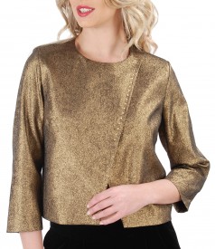 Elegant jacket made of elastic cotton with metallic applications