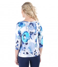 Jersey blouse with floral print