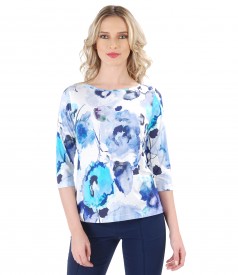 Jersey blouse with floral print