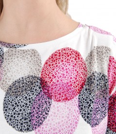 Printed jersey blouse with rips bow